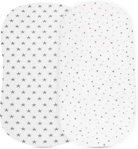 Miniatura 6 de Sábanas impermeables para moisés, paquete de 2 para bebé, niño o niña, (cheurón gris y lunares grises)