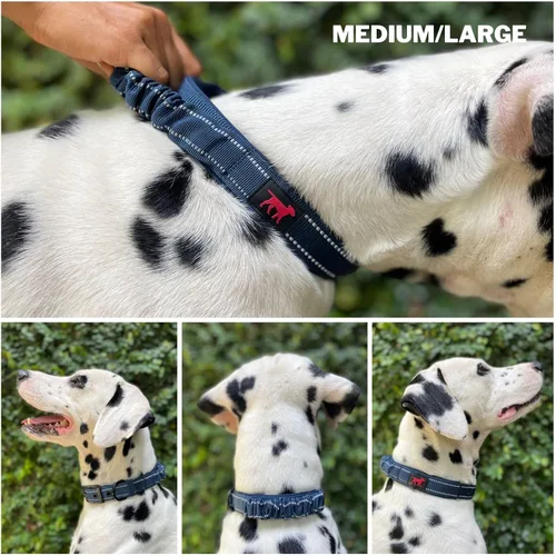 Miniatura 3 de Tuff Pupper Collar de perro resistente con asa Collar de nailon balístico resistente Collar de perro reflectante acolchado con hardware Azul