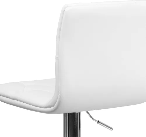 Miniatura 10 de Flash Furniture Taburete de bar contemporáneo de vinilo gris capitoné con botones y altura ajustable con base cromada