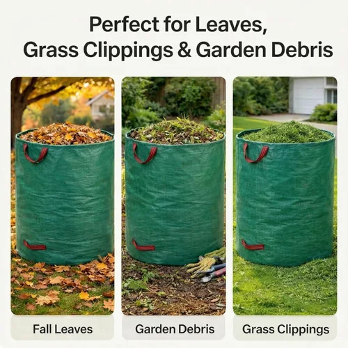 Miniatura 4 de Paquete de 4 bolsas profesionales de jardinería de 132 galones para patio de césped, bolsas de hojas reutilizables extra grandes, contenedor