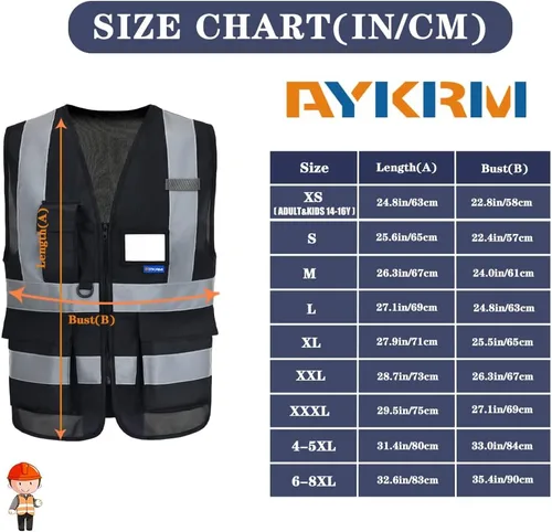 Miniatura 2 de A-SAFETY Chaleco de Seguridad Reflejante de Alta Visibilidad con Logo Personalizado (XS-8XL)