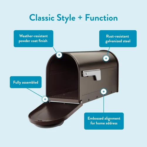 Miniatura 3 de Architectural Mailboxes 8830RZ-10 Buzón de montaje en poste Winston, bronce frotado
