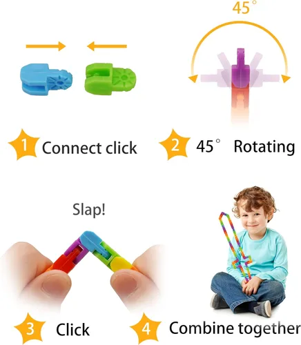 Miniatura 3 de Paquete de 12 Pistas Locas - Juguetes Fidget de Clic a Presión de Color Arcoíris para Niños y Adultos, TDAH, Sensorial de Dedos, Autismo, Alivio