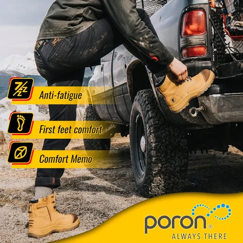 Miniatura 3 de ROCKROOSTER Botas de trabajo para hombre, 7 pulgadas, punta de acero, cremallera lateral, zapatos de cuero aceitado de seguridad antideslizantes