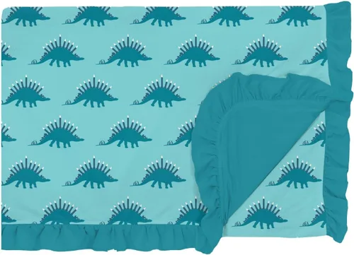 KicKee Pants Manta estampada con volantes, fácil transición de cuna a cama, mantas suaves y sedosas para bebés y niños (2022 Iceberg Menorahsaurus -