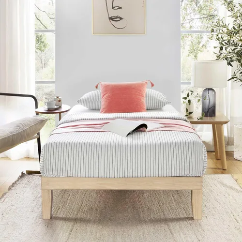 Miniatura 27 de Mellow Naturalista Classic - Cama de plataforma de madera maciza de 12 pulgadas con listones de madera, tamaño individual XL, pino natural Natural