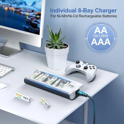 Miniatura 2 de Baterías recargables de EBL, en tamaños AA, AAA, Ni-MH, con cargador
