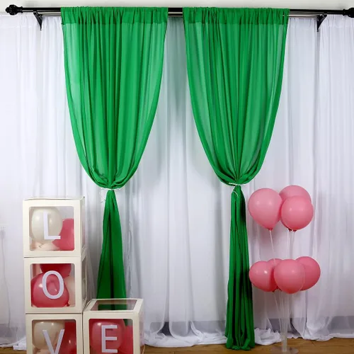 Miniatura 3 de Cortinas de gasa verde, 2 paneles de 5 x 10 pies, cortinas de telón de fondo de gasa verde para ceremonia de boda, arco de fiesta, decoración