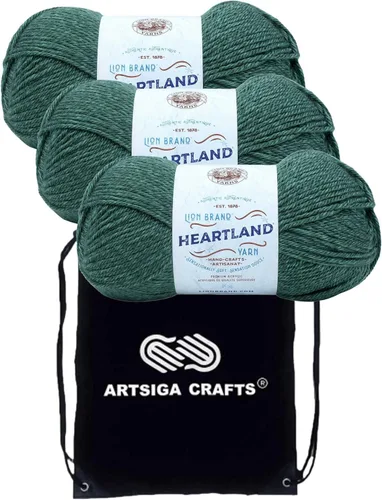 Miniatura 56 de Lion Brand Heartland Capitol Reef 136-140 (3 cadejos - mismo lote de tinte) Hilo estambre medio #4 acrílico para crochet y tejer con bolsa