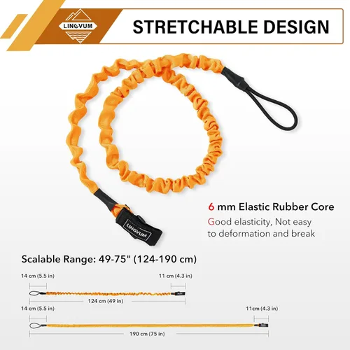 Miniatura 2 de Correa de remo para kayak, correa elástica para remo en espiral, cuerda para kayak, canoa, canoa, cañas de pesca, accesorios de remo de kayak