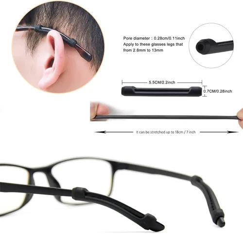 Miniatura 4 de SMARTTOP - Fundas de orejas antideslizantes para gafas, sujetadores de orejas de silicona suave para hombres, mujeres y niños, para deportes, Negro