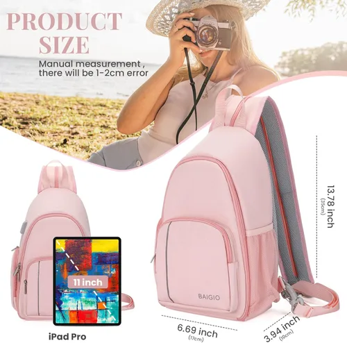 Miniatura 6 de BAIGIO - Bolso cruzado para cámara pequeño, mochila para cámara para fotógrafos, bolso cruzado para cámara impermeable, mochila de viaje para cámara