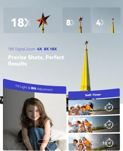 Miniatura 4 de Cámara digital, cámara dual de pantalla real 2.7K para fotografía, cámara de vlogging con enfoque automático para video de YouTube, zoom 16x