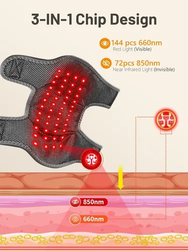 Miniatura 9 de RELEXNOW Terapia de luz roja inalámbrica para hombro, terapia de luz cercana al infrarrojo portátil para comodidad de hombros y articulaciones