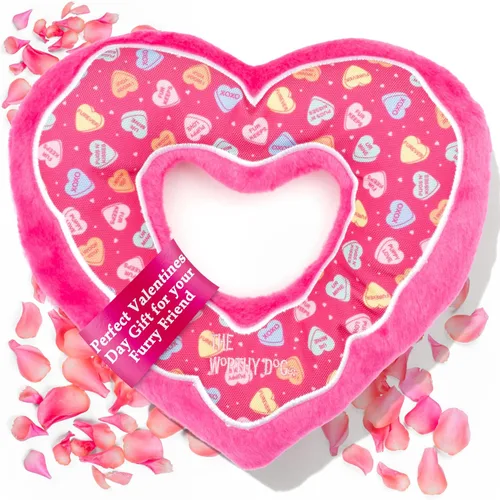 Miniatura 4 de The Worthy Dog Tough Puppy Love Heart - Juguete duradero para perros resistente a los mordedores, con múltiples chirriantes, forro de malla Negro