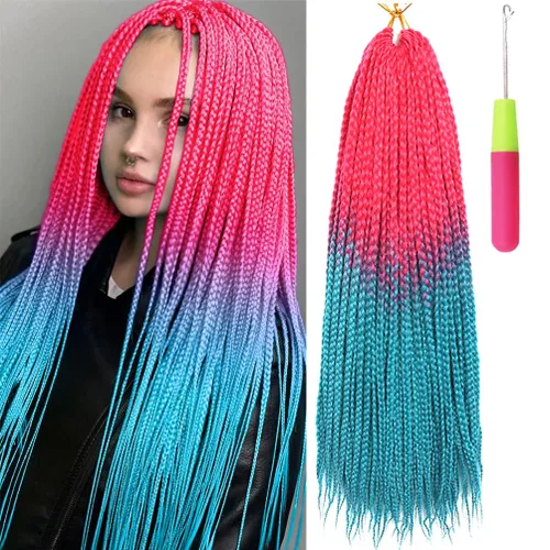 Miniatura 11 de Extensiones de cabello trenzado tipo box de 24 pulgadas, hechas a mano, para mujeres y niñas, extensiones de cabello trenzado, 24#, 3 paquetes, 22