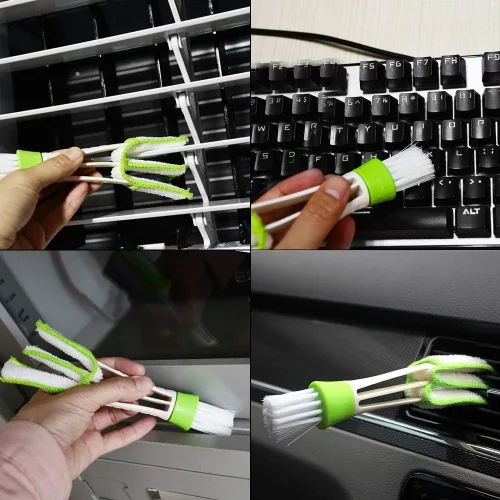 Miniatura 7 de Cepillo de limpieza multifunción para ventilación de aire del automóvil, 2 fundas de microfibra, herramientas de limpieza para teclado, ventana