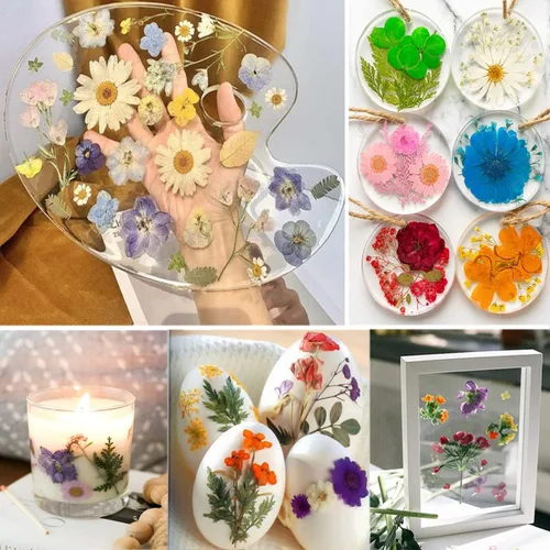 Miniatura 6 de 96 piezas de flores blancas secas y prensadas vintage para manualidades con resina - Juego de flores naturales reales de YouthBro con 50 calcomanías