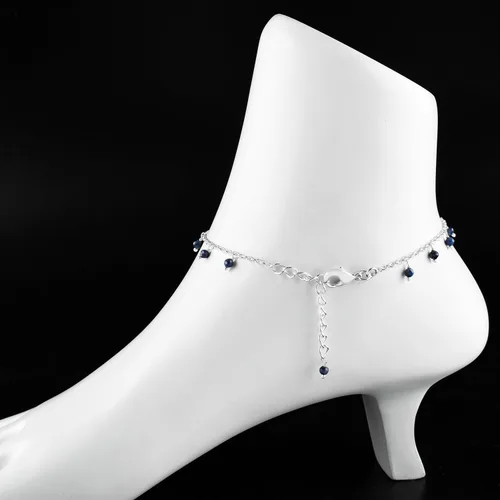 Miniatura 56 de Yanara Tobilleras de piedras preciosas para mujer, piedra natal natural, chapada en plata, joyería hecha a mano en 8.5 + 1.5 pulgadas, cristales