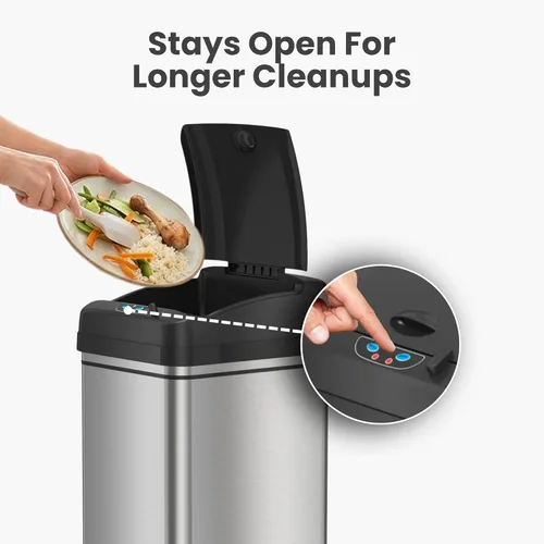 Miniatura 11 de iTouchless PUEDE DE BASURA AUTOMÁTICO DE 13 GALONES CON FILTRO DE ABSORTE DE OLOR Y BLOQUEO DE LA TAPA, PINDADOR DE BASURA DE COCINA DE SENSOR