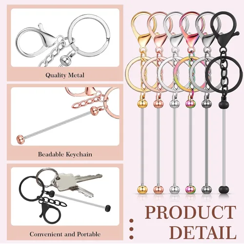 Miniatura 4 de Tondiamo 24 piezas de barras de llavero con cuentas a granel para kit de fabricación de llaveros, regalos para mujeres y hombres, manualidades DIY