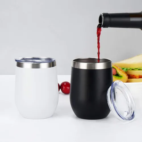 Miniatura 3 de Paquete de 8 vasos de vino de acero inoxidable de 12 onzas, vaso de vino aislado, copa de vino aislada de doble pared, tazas de vino sin tallo