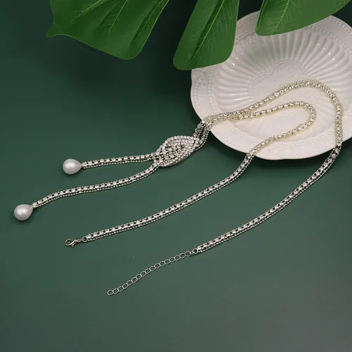 Miniatura 4 de Suyi collar largo de cristal a la moda, hace juego con todo, cadena brillante, suéter