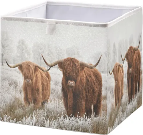 Miniatura 16 de Ollabaky Cubo de almacenamiento de girasoles, cesta de almacenamiento plegable de tela, caja organizadora de tela con asa para armarios, estantes