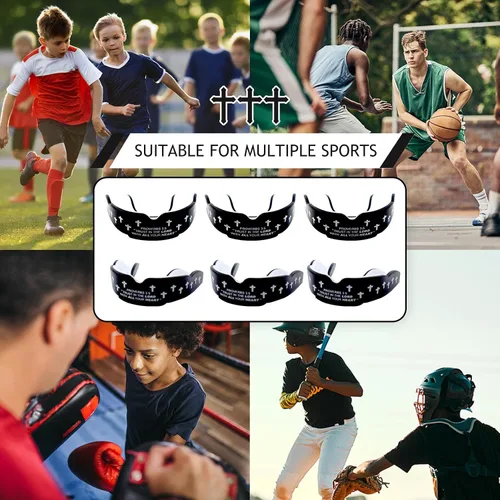 Miniatura 6 de 6 protectores bucales cruzados cristianos, armadura de dientes deportivos, protectores bucales religiosos para boxeo, fútbol, baloncesto, béisbol