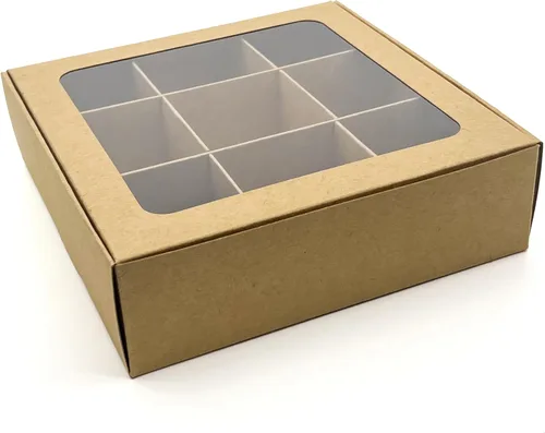 Miniatura 16 de 20 cajas de regalo de papel kraft con ventana y divisores, 6 compartimentos extra pequeños, 5 x 3.5 x 1.57 pulgadas, cajas de dulces vacías