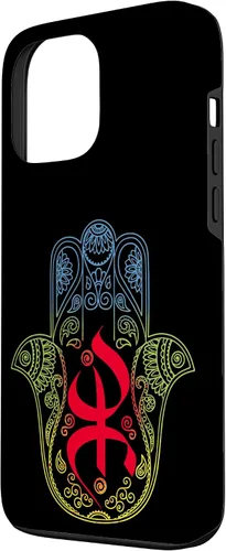 Miniatura 2 de Funda para iPhone 13 Pro Max Khamsa Amazigh Berber con símbolo de Yaz con colores vibrantes de la bandera