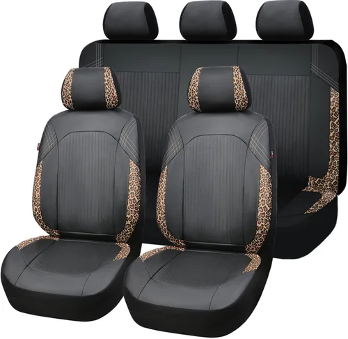 Miniatura 10 de Flying Banner - Juego completo de fundas para asiento de automóvil de cuero sintético, para asientos delanteros y traseros, estilo de moda, fácil