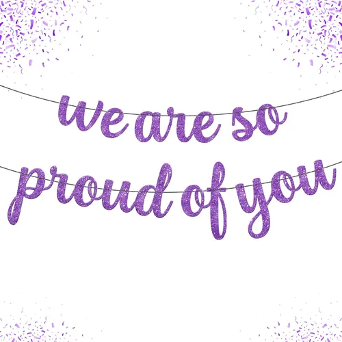 Miniatura 10 de KatchOn, Cartel de fieltro con la frase "We are So Proud of You", 8 pies, No DIY Cartel de felicitación 2026, 2026 decoraciones de graduación We