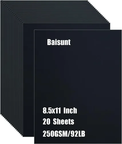 Baisunt 20 hojas de cartulina negra de 250 g/m²/92 lb, papel grueso en blanco para proyectos de arte DIY, álbum de recortes, elaboración de tarjetas