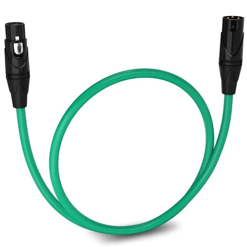 Miniatura 138 de LyxPro Cable de micrófono XLR hembra a macho de ángulo recto de 3 pines de 1.5 pies para altavoces amplificados, interfaz de audio, rendimiento