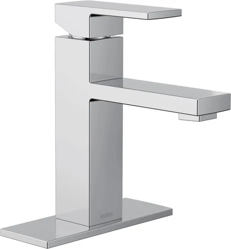 Miniatura 8 de Moen Revyl - Grifo cromado de un solo agujero con una manija para fregadero de baño moderno con plato de cubierta opcional y montaje de desagüe