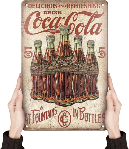 Letreros de lata de Coca Cola | Decoración de metal vintage Bar Cool Things for Man Cave | Póster de pared retro divertido de Coca-Cola | Póster de