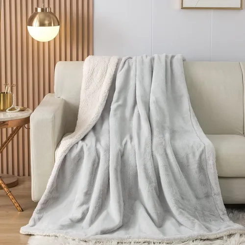 Miniatura 3 de COTTEBED Cálidas mantas de franela Sherpa para cama matrimonial y Queen, reversible, ultra afelpada, 580 GSM, suave y cómoda, esponjosa, manta