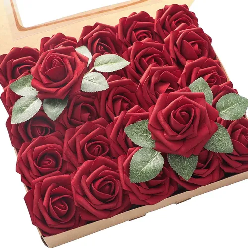 Miniatura 17 de Floroom Flores artificiales de espuma, aspecto real, con tallos, para manualidades, ramos de boda, centros de mesa, despedida de soltera, fiesta, 25