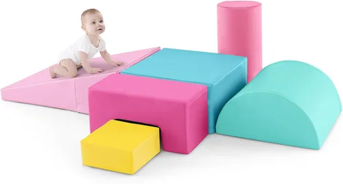 Miniatura 13 de Costzon Juego de escalada y gateo para niños pequeños, 6 piezas con cubierta de poliuretano para gatear, escalar y caminar, bloques de escalada