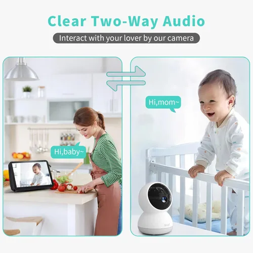 Miniatura 5 de Cámara para interiores, cámara de seguridad HD 3K para interiores, cámara para mascotas con inclinación panorámica de 360°, audio bidireccional