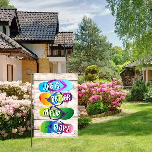 Miniatura 9 de Bandera de jardín de verano de 12 x 18 pulgadas, letrero de doble cara para playa y piscina, decoración de fiesta, decoración de temporada rústica