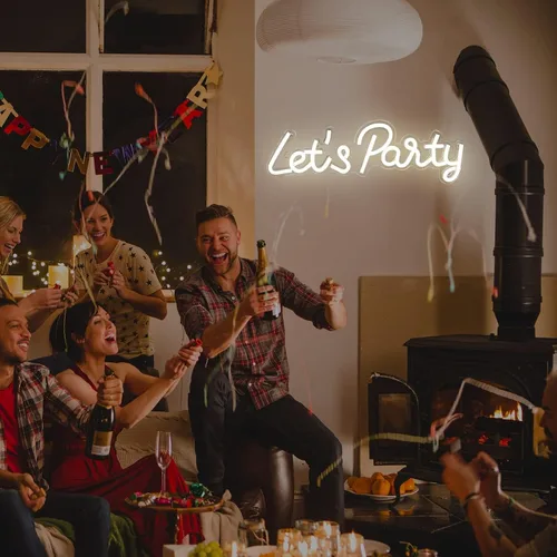 Miniatura 7 de Letrero de neón de Let's Party, luces LED de neón para decoración de pared de dormitorio, luces decorativas artísticas para despedida de soltera