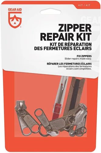 GEAR AID Kit de reparación de cremallera con múltiples deslizadores de cremallera, topes e instrucciones (idioma español no garantizado), 20 piezas