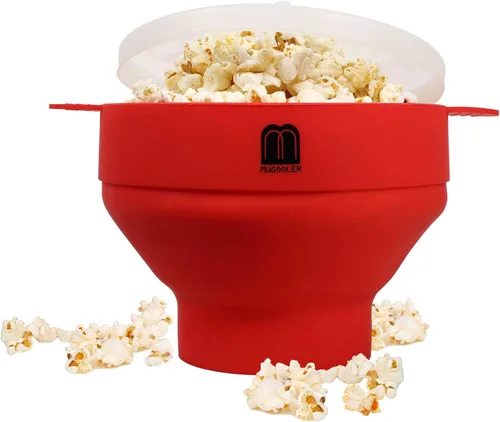 Miniatura 7 de MMUGOOLER - Máquina de palomitas de maíz de silicona original para microondas, cuenco plegable con tapa, sin BPA y apto para lavavajillas, rápido