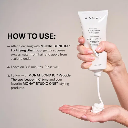 Miniatura 8 de MONAT BOND IQ Acondicionador Fortificante – Fórmula fortalecedora y reparadora para un cabello más suave y terso – Restaura la resistencia, reduce