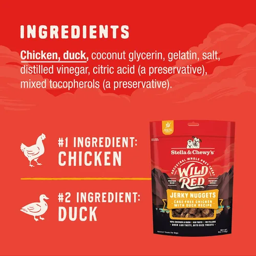 Miniatura 3 de Stella & Chewy's Wild Red Jerky Nuggets - 90% Receta Rica en Proteínas de Pollo y Pato para Perros - Premios de Entrenamiento Sin Cereales