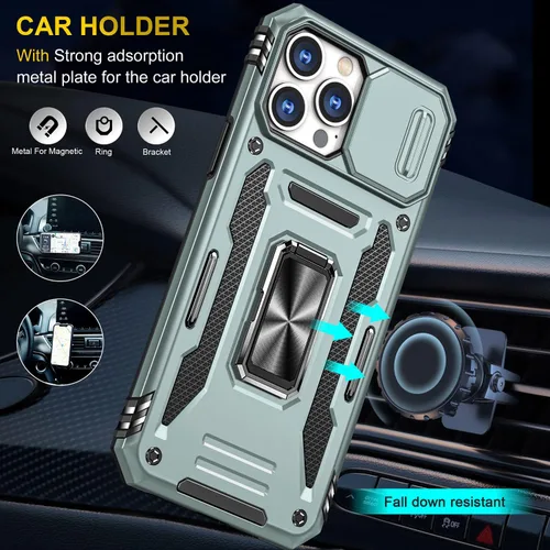 Miniatura 69 de Funda para iPhone 13 Pro con funda para cámara, con soporte de anillo para soporte, con función de montaje magnético para automóvil, para iPhone 13