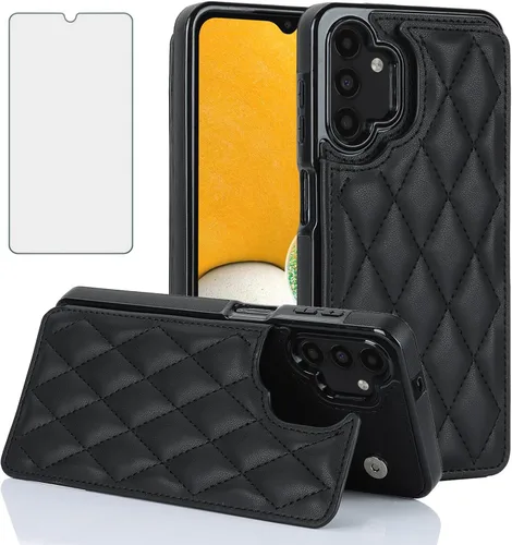 Asuwish Funda de teléfono para Samsung Galaxy A13 4G/5G Funda tipo cartera con protector de pantalla de vidrio templado y soporte de tarjeta RFID de