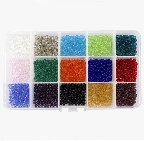 Miniatura 4 de LolliBeads (TM) Mezcla al por mayor Lote 0.157 in Briolette facetado Rondelle Cuentas de cristal para la fabricación de joyas con caja